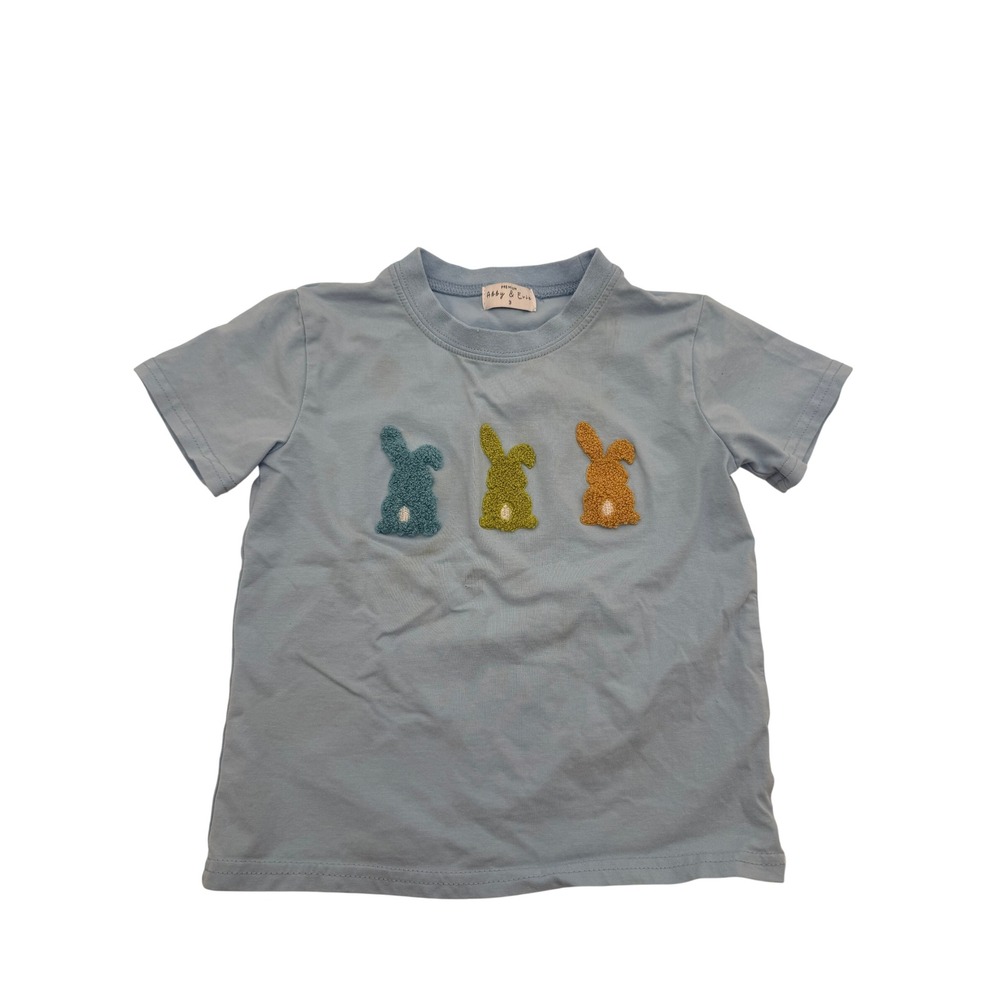 Abby & Evie Easter Bunny Applique T-Shirt Toddler Size‎ 3 Blue Short Sleeve